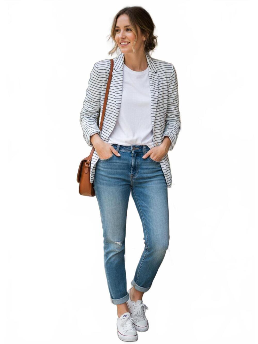 Gap Academy Blazer 6 White Navy Striped Cotton Casual